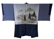 Vintage silk Haori Men  s,kimono jacket,kimono coat,      Mountains and Forests