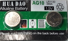 2 PACK LR1130 1.5V ALKAKINE BATTERY GREAT EXP 12/31 389 AG10 389A FREE SHIP