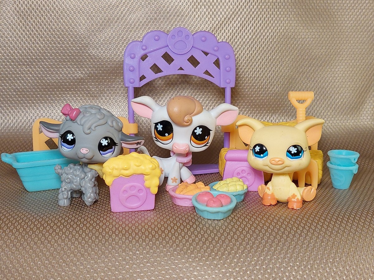 Littlest Pet Shop # 475 476 477 Pet Lovin Zoo Cow Lamb Pig Set LPS