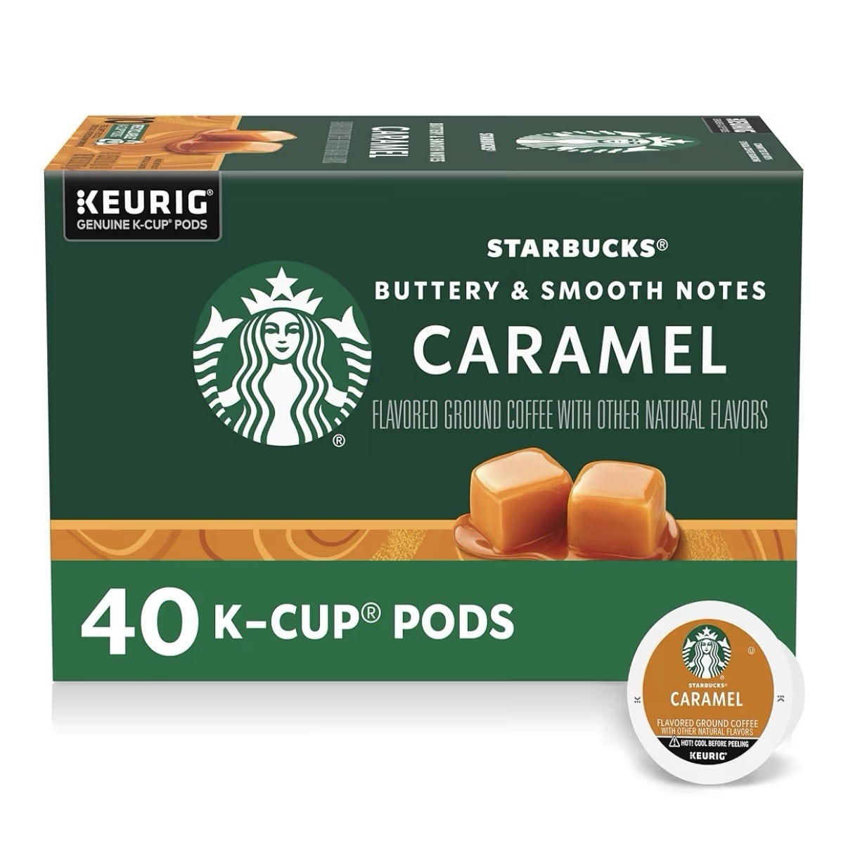 Starbucks Flavored K-cup Coffee Pods for Keurig, Caramel, 40 Count