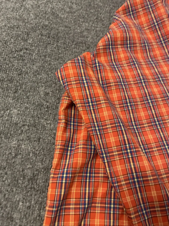 Camisa Chaps Para Hombre 2XLT Alta Naranja Azul A Cuadros Abotonada Fácil Cuidado Mezcla Algodón Foto 3 de 4