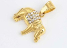 9ct Yellow Gold Filled Elephant Animal Style CZ Pendant