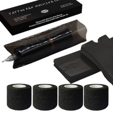 204Pcs Tattoo Pen Covers Grip Wrap Tape - Black