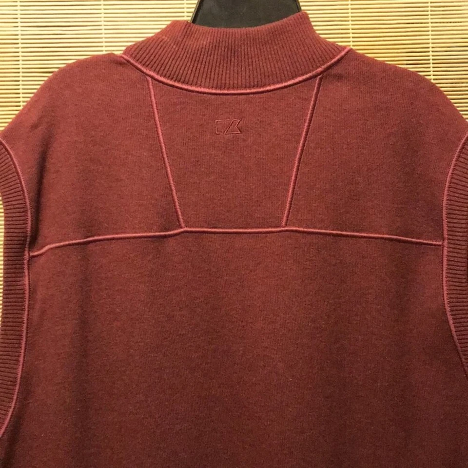 NWOT. Cutter & Buck Burgundy Cotton Sweater Vest. L - Image 3 of 4