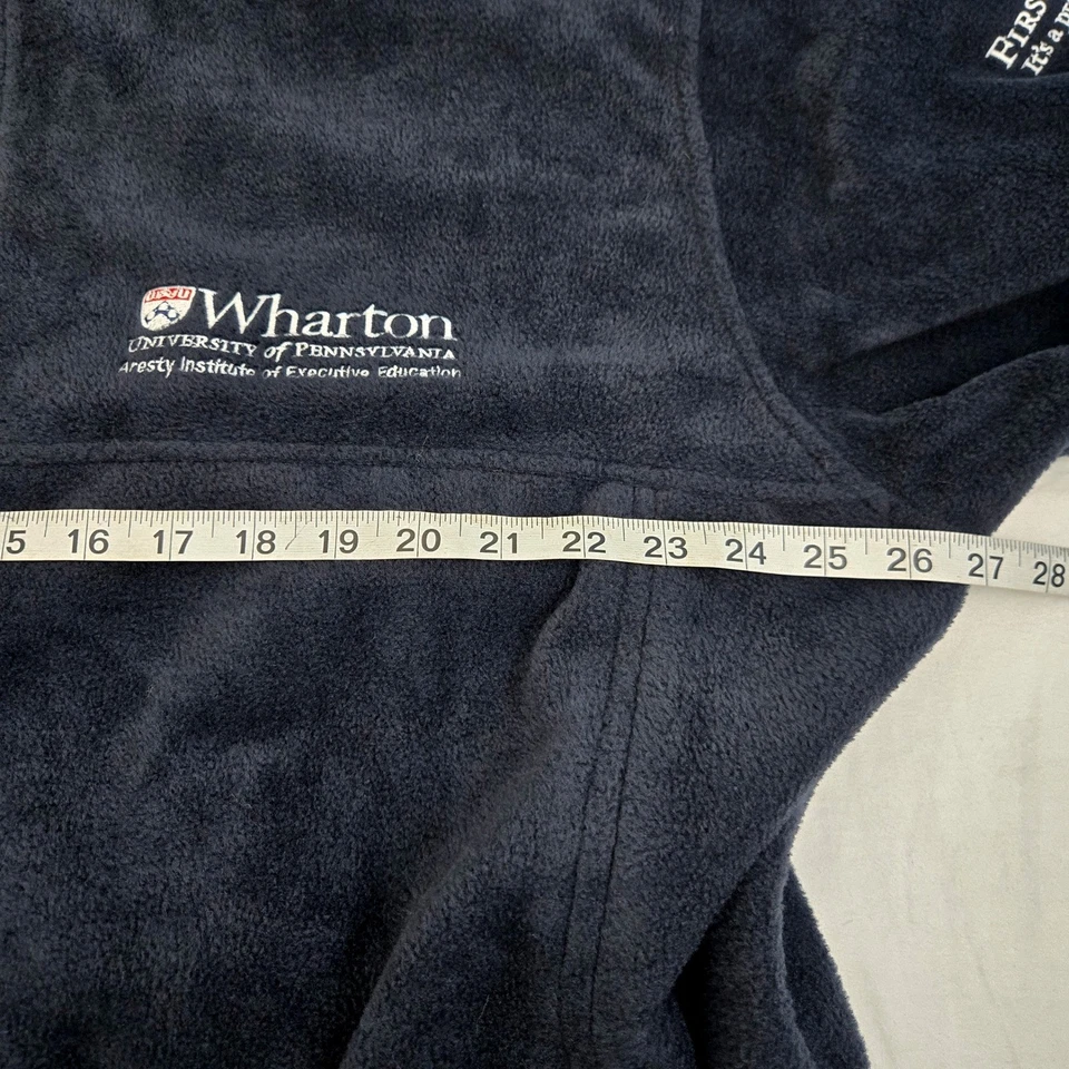 Wharton First Republic Bank Fleece Jacket 2XL Harriton Full Zip Navy Ivy League - Image 3 of 4