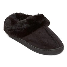 Women's Cuddl Duds Faux Fur Lined Clog Slippers - Black - Small 5/6 - NWT