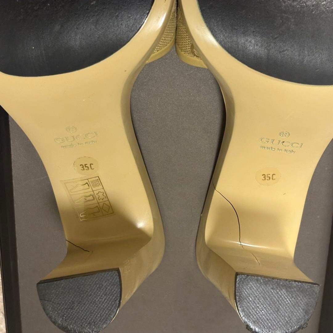 GUCCI Mules Sandals Heel GG Canvas Yellow Green EU35/US5 116127c thumbnail 14