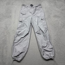 Aeropostale Parachute Cargo Pants Womens XS Gray Drawstring Hem Elastic Waist