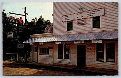 Vintage Oregon Postcard TROY Sargents Resort Cafe Post Office