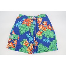 Polo Ralph Lauren Swim Trunks Mens Large Blue Floral Tropical Cargo Drawstring