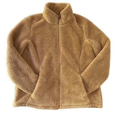 Cloudveil Unisex XL Tan teddy faux Sherpa Fleece Zip-Up Teddy Jacket Shaket cozy