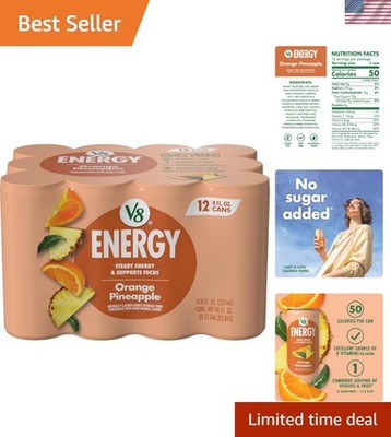 Caffeine-Infused Orange Pineapple Energy Drink, 12 Cans, No Artificial Colors