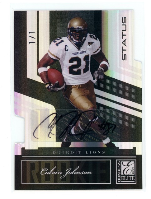 Calvin Johnson 2007 Donruss Elite Status Black Die Cut Auto 1/1 ROOKIE RC Lions