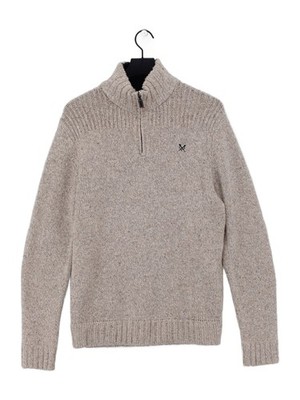 Crew Clothing Herren Pullover M Creme Wolle mit Nylon Mock Neck Pulli
