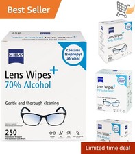 Lens Cleaning Wipes Pre-Moistened Alcohol 250 Count Gentle Safe Effective