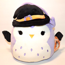 Squishmallows HOLLY Trick or Treat Pail 12" Plush Owl Witch Pumpkin Bucket, NWT