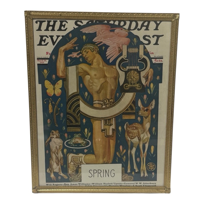 1929 Sat  Evening Post “Spring” Cover Framed Art Deco Vintage Wall Art Decor 