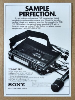 1990 Sony TCD-D10 Pro DAT Recorder vintage print Ad | eBay