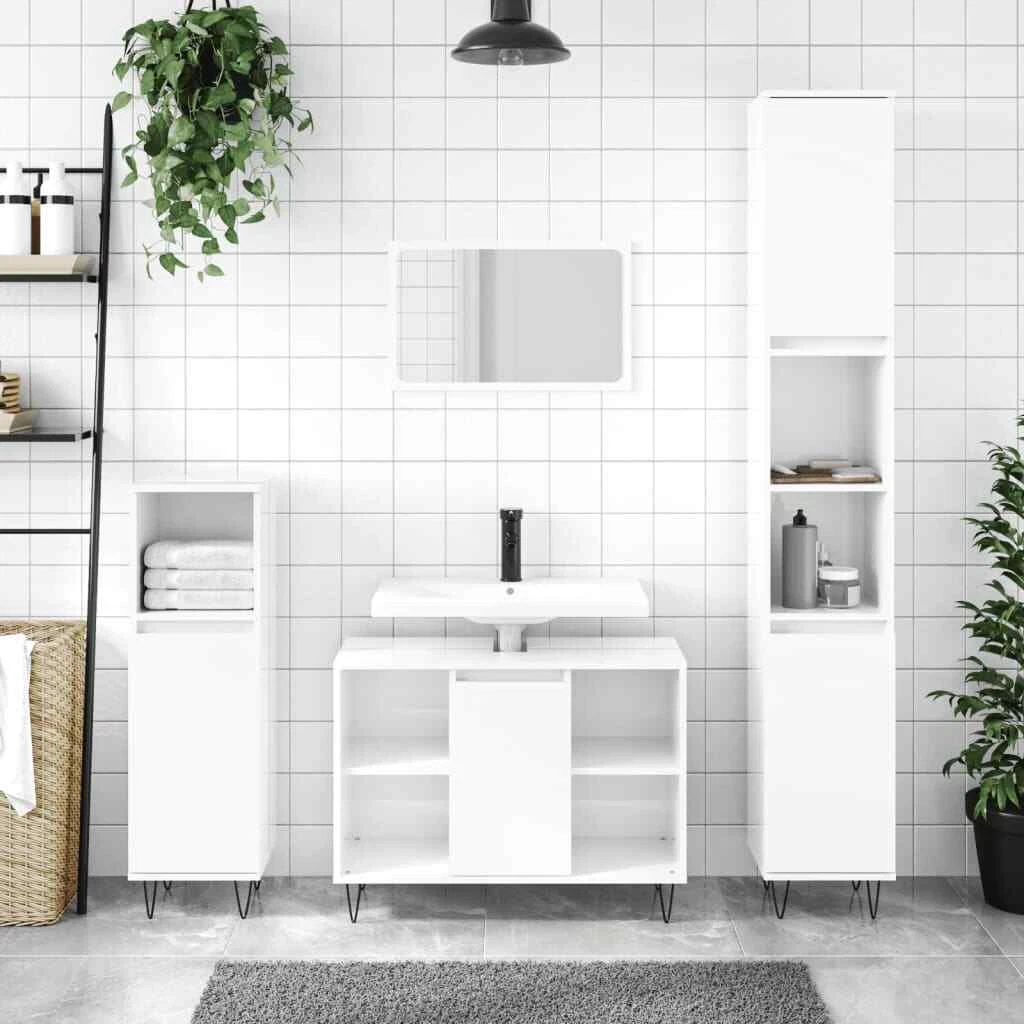 High gloss 2024 white bathroom cabinet