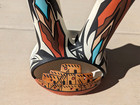 Gray Feather Pottery Signed Native American Wedding Vase Open Work 13" Tall — photo 3