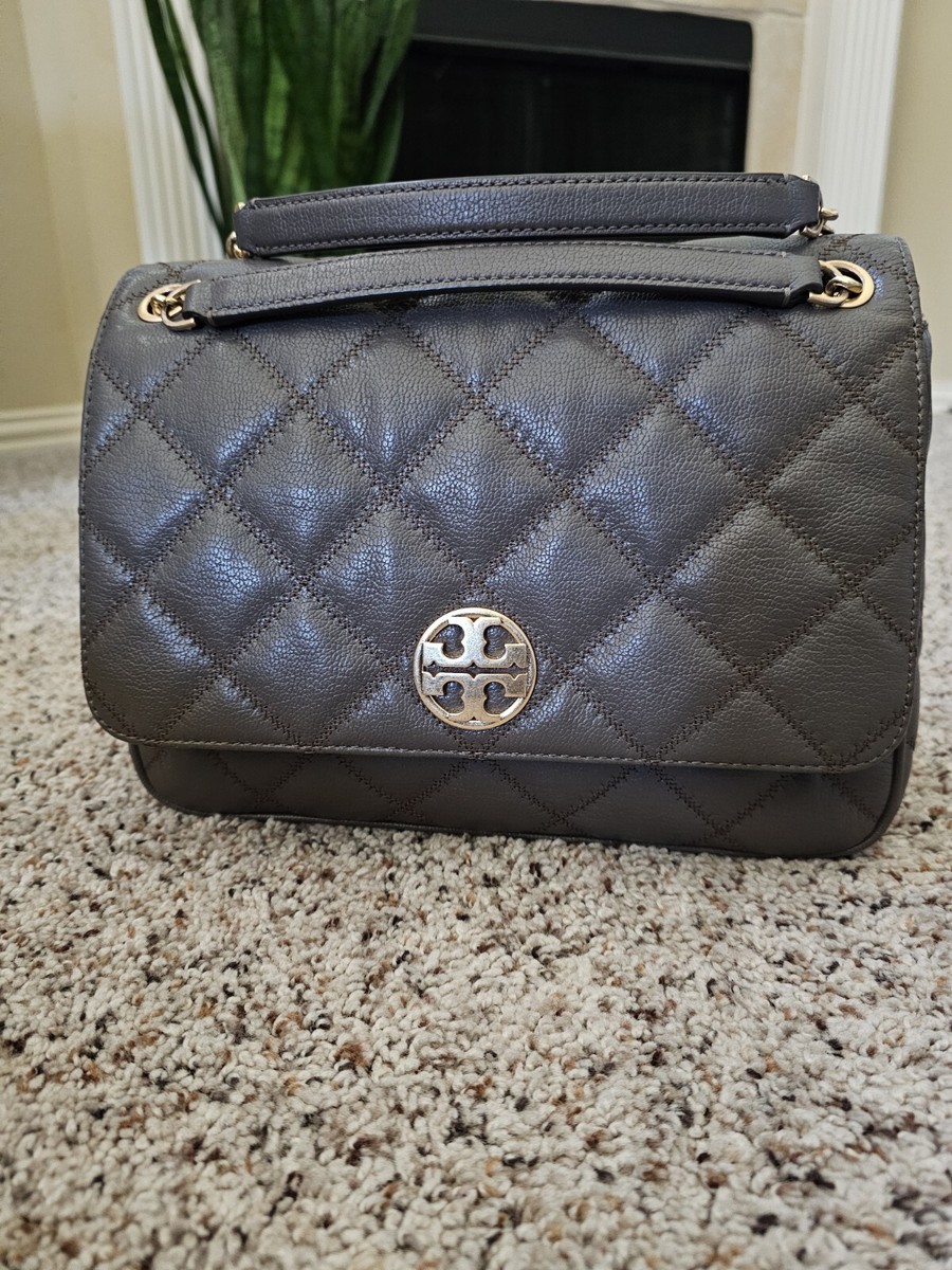 Tory Burch Willa Grey Gray Taupe Quilted Versatile Shoulder Tory Burch Willa Grey Gray Taupe Quilted Versatile Shoulder