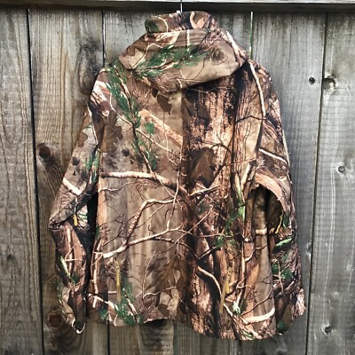 Realtree camo hunting outdoors soft shell full zip hooded jacket