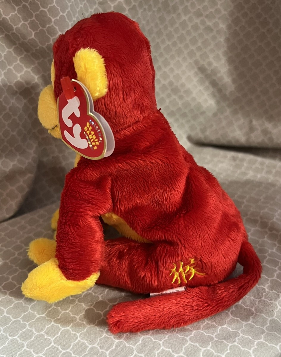 【ほぼ新品】THE YELLOW MONKEY NAKED & RED TAPE TY 2003 CHOPSTIX the MONKEY BEANIE BABY Red And Yellow