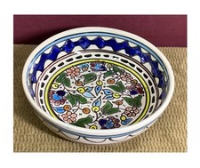 VINTAGE CERAMIC/CLAY? HAND PAINTED?  FLORAL DESIGN DESSERT/SMALL SALAD BOWLS