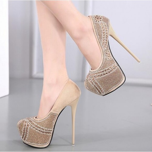 decolte donna alti tacco 17 plateau beige oro gioiello pelle sintetica  CW2002 | eBay