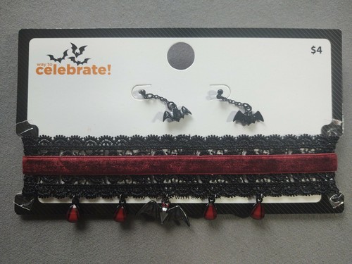 Bat 12" Choker with Extender and Earrings