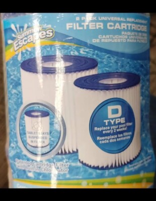 New Sealed Twin Pack Summer Escapes Type D Pool Filter Cartridges 3.75'' x 4.13''