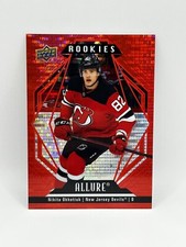 NIKITA OKHOTIUK 2022-23 UD ALLURE HOCKEY #134 ROOKIE RED RAINBOW DEVILS