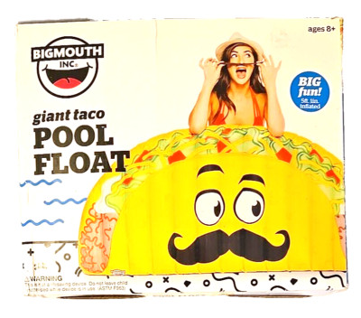 Bigmouth Inc Giant Taco Face Pool Float 5ft 1in New Open Box