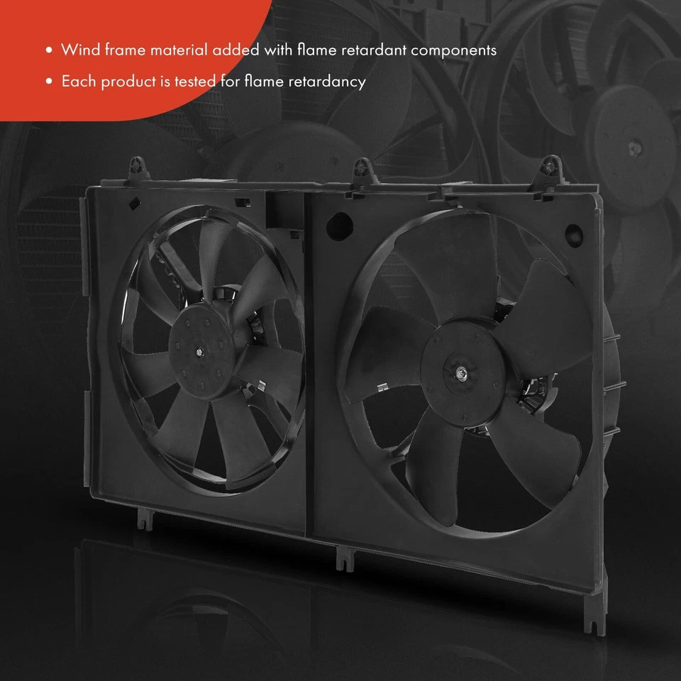 Conjunto de ventilador de refrigeración doble radiador con cubierta para Mitsubishi Galant 04-12 L4 2,4 L Foto 3 de 4