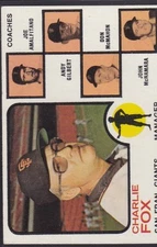 1973 TOPPS BASEBALL CHARLIE FOX #252 GIANTS EX+ *55663