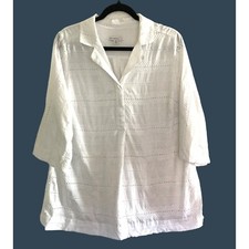 ISAAC MIZRAHI LIVE- NWOMENS WHITE 3/4 SLEEVE V-NECK PULL-OVER SHIRT SIZE X-LARGE