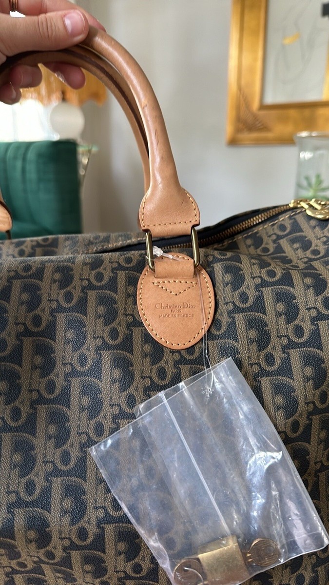 Christian Dior Vintage Trotter Boston Navy Blue Duffle Travel Bag