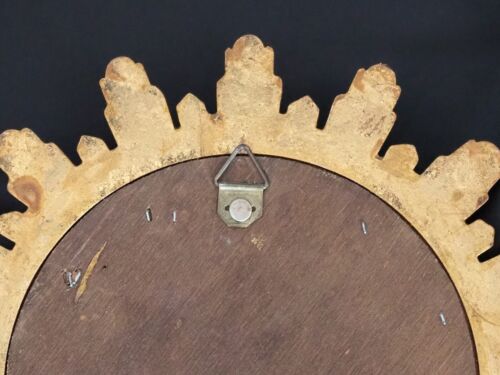 Small Vintage Gold Resin Sunburst Mirror Hollywood Regency 1960's - Picture 11 of 14