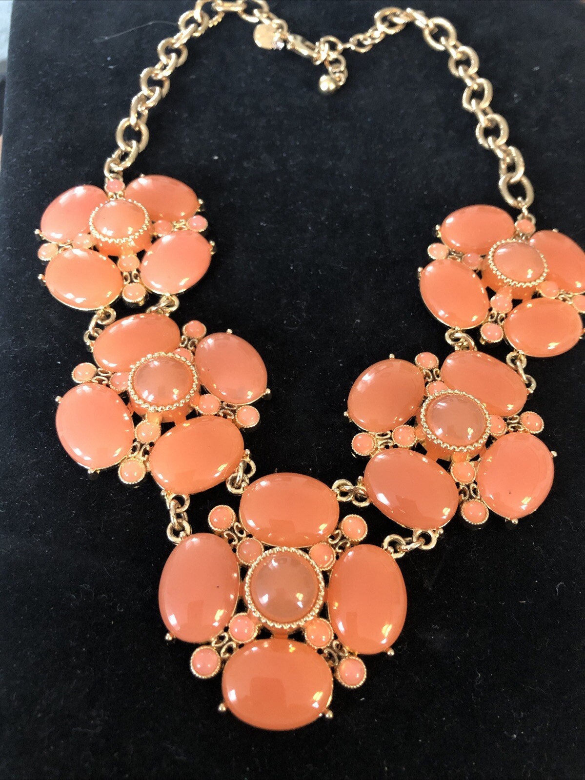Talbots Orange Enamel Flower Statement Necklace - image 1