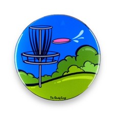 Disc Golf Art Retro Pinback Button Badge Handmade Retro Outdoor Sport Gift 2.25"