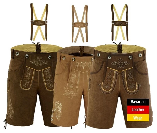 Oktoberfest Beerfest  Lederhosen Shorts SYNTHETIC  Leather  Matching Suspenders