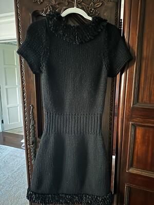 chanel black knit dress Gorgeous Chanel Black Sweater Dress Size Small