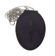 Genuine Leather Oval Badge Holder Case Wallet For L A P D Police Badge