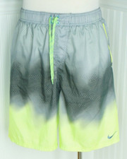 Nike Swim Trunks Men's XL Gray Mesh Liner Elastic Waist Drawstring Zip Pockets