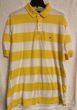 Tommy Hilfiger Polo Shirt Striped Yellow Men's Sz XL