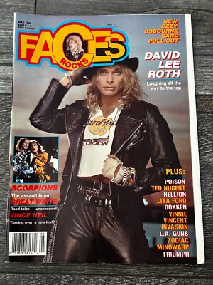 Faces Rocks Magazine May 1988 Kiss Eric Carr Paiste Ad Vinnie Vincent Ozzy DLR