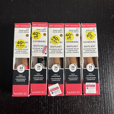 COVER GIRL Outlast Extreme Wear Concealer Warm Tawny 872, Lot of 5 Full Coverage