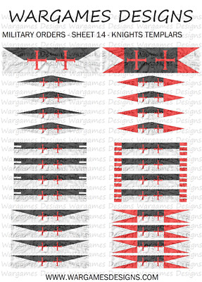 Knights Rampant Roster Sheet 15mm Knights Templars Flags - Sheet 14 - Lion Rampant, FOG, DBA, Hail ...