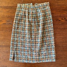 Vintage Plaid Wool Pencil Skirt Handmade