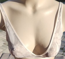 Victoria Secret Rare Vintage bralette S Sheer Grey White Plunge Back Close